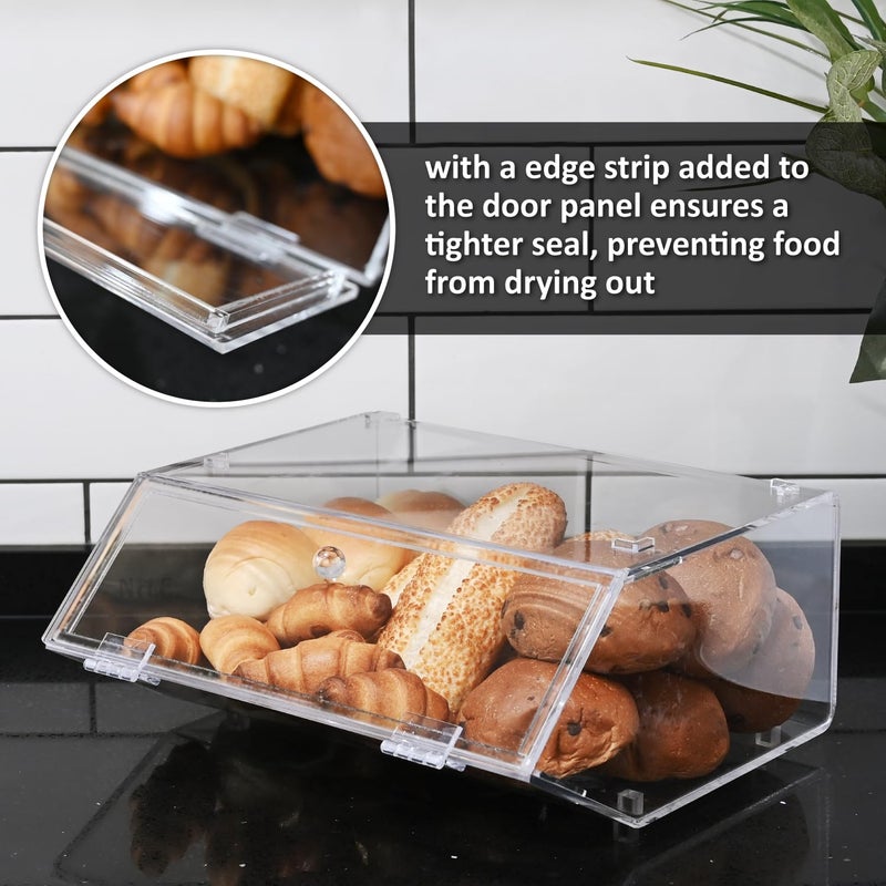Ikee Design Acrylic Stackable Bakery Case Kitchen Pastry Container Display, Organizer Storage Holder Stand for Bagels, Bread and Muffins with A Hinged, Slanted Door, 11.75" W x 10.25" D x 5.5" H - Image 5